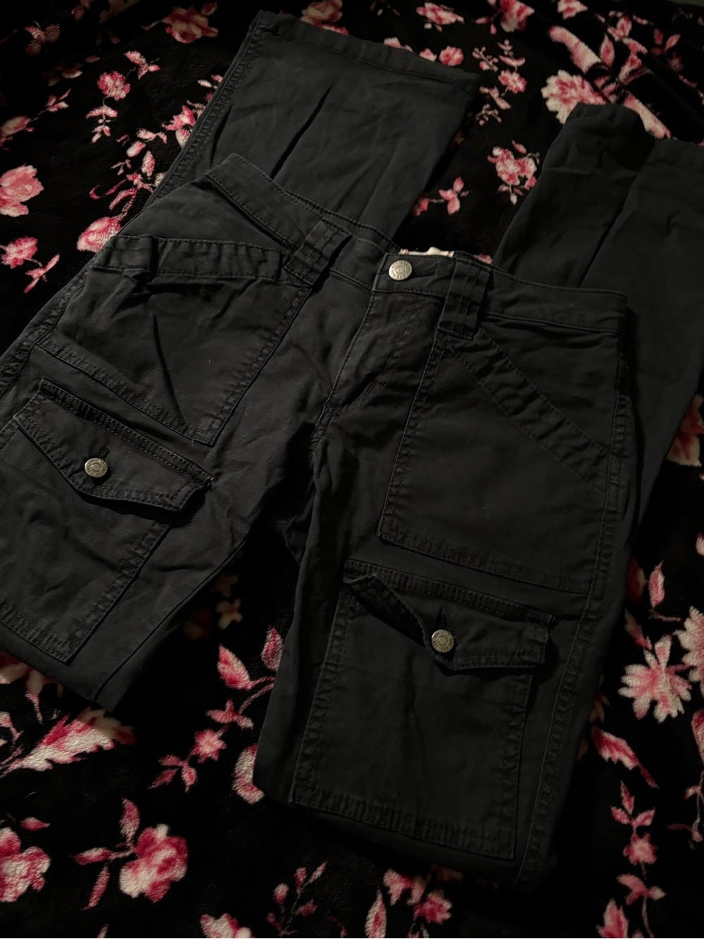 Navy Blue Cargo Pants with Front Flap Pockets